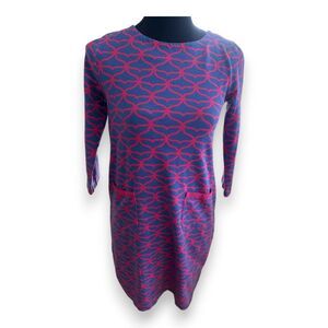 Vineyard Vines Girls Long-Sleeve Dress Size Large (14) Pink Blue Gold Hardware